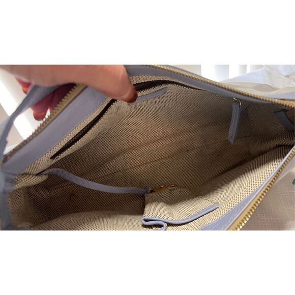 Dooney & Bourke Womens Leather Double Front Pockets Light Blue Shoulder Handbag - Picture 12 of 12